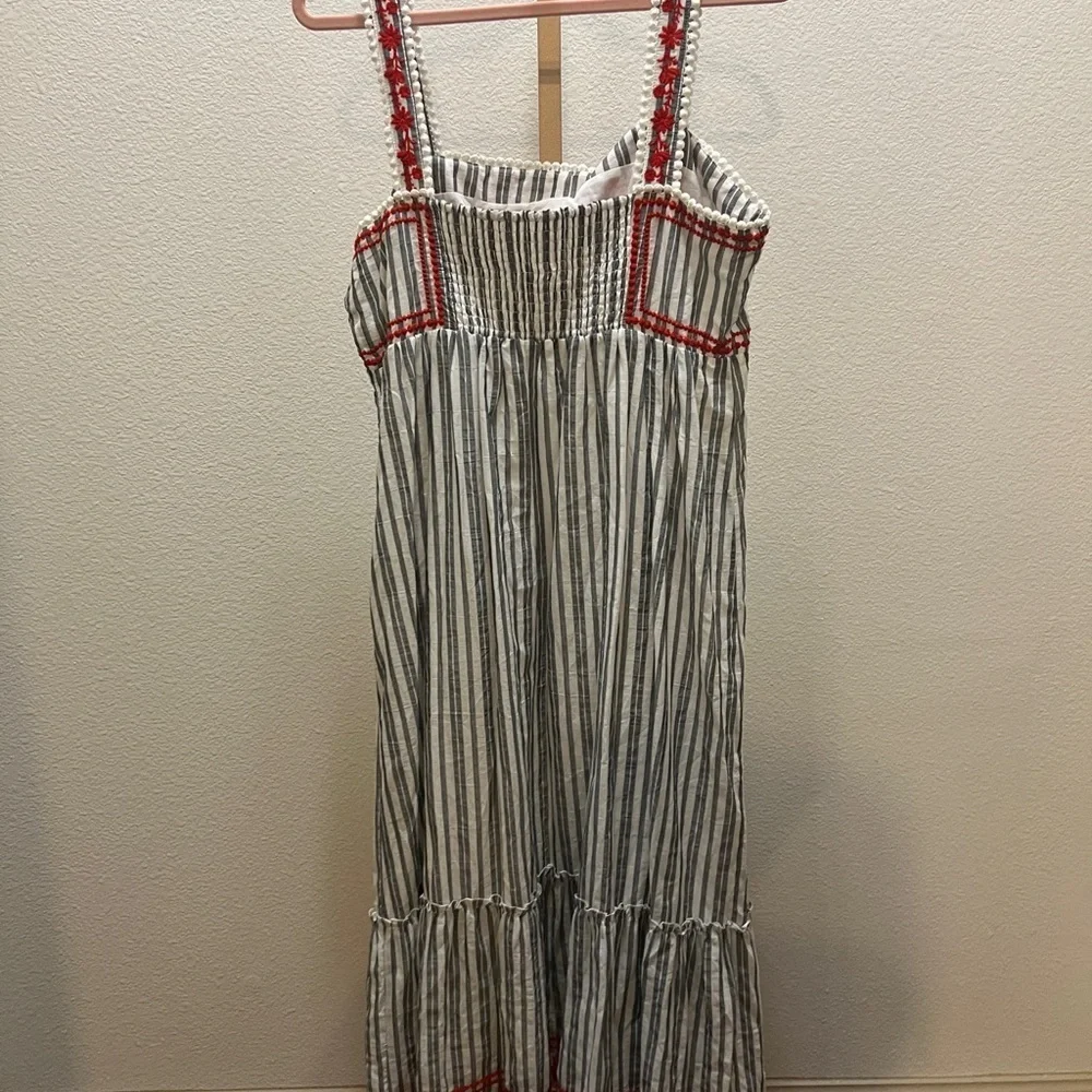 Kate Spade New York Broome Street Striped Embroidered Sleeveless Midi Dress XL